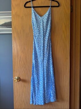 Workshop Republic Clothing Blue Floral Maxi Slip Dress